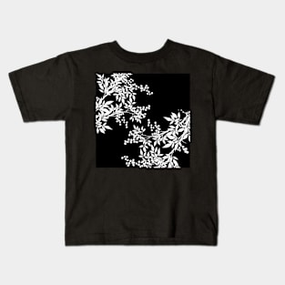 Toile Leaf White and Black Pattern Kids T-Shirt